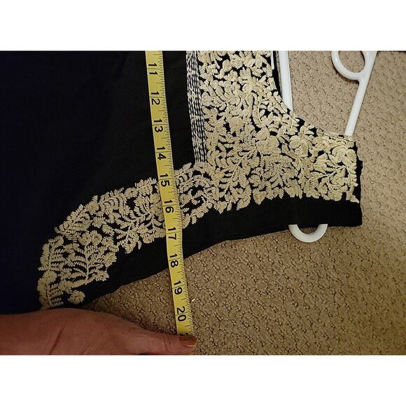 J. Marie Dress Embroidered Black Cream Extra Small Mexico XS - Picture 8 of 9